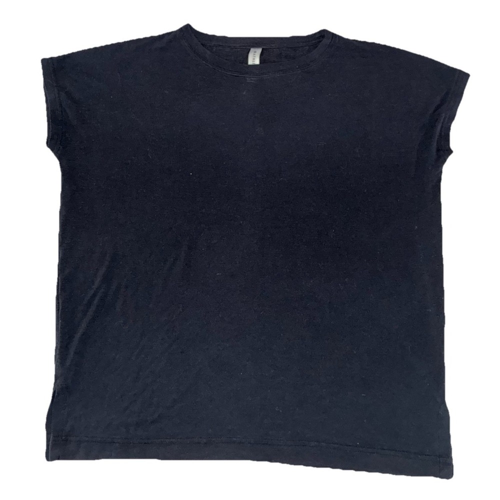 Athleta Release Tee XXS Black Burnout Linen Blend Oversized *flaw